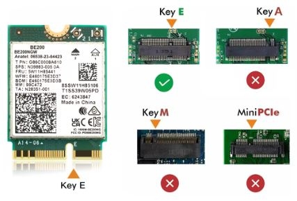 Intel ® Wi-Fi 7 BE200 NGW Module M.2 A / E key, 802.11be Tri band WiFi + BT 5.4 module - Obrázek 2