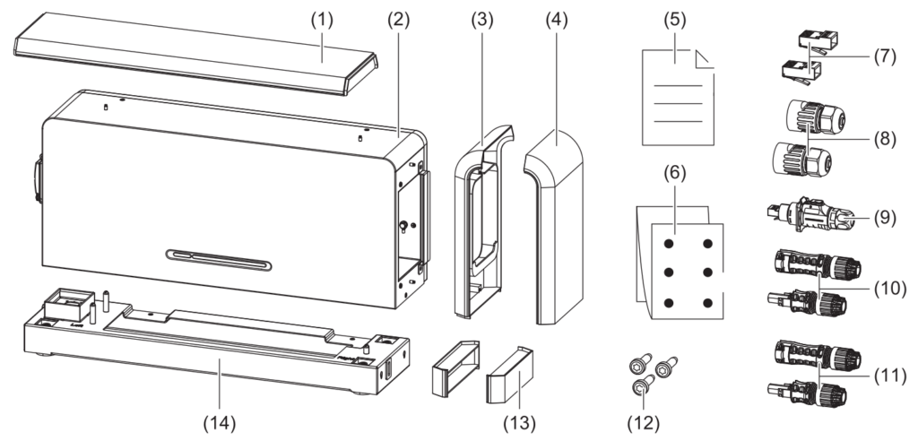 Fronius Reserva BMS with base, covers, connectors and mounting parts